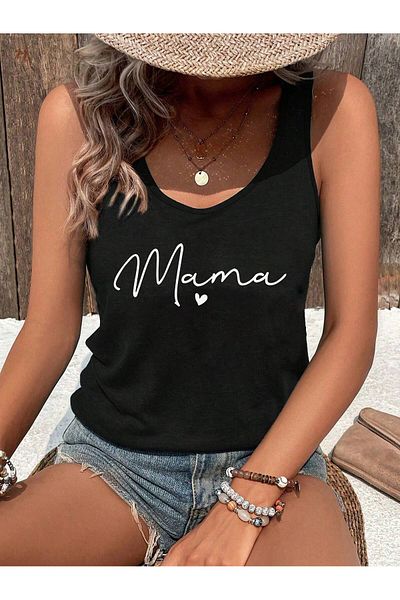 mercoledi Women's Colorful Printed Slim Fit Hollow Collar Swimmer Tank Top T-Shirt