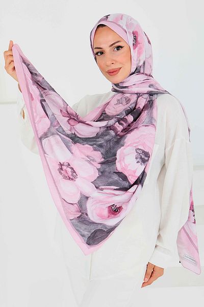 TOFİSA Patterned Bamboo Square Shawl Rose - 27523