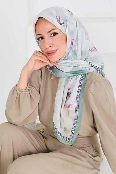 TOFİSA Patterned Bamboo Shawl Mint - 27521