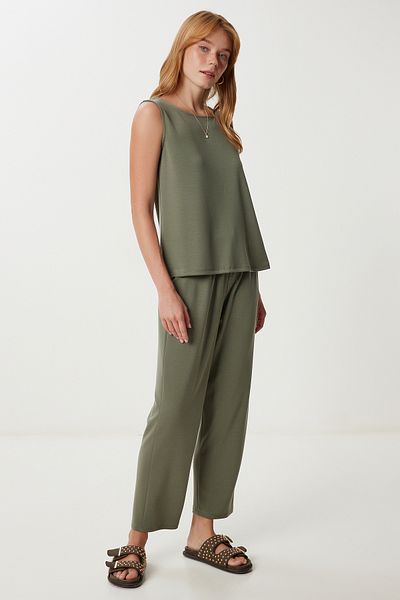 Lovelyİstanbul Modal Blouse Pants Suit Ldz0039 Khaki