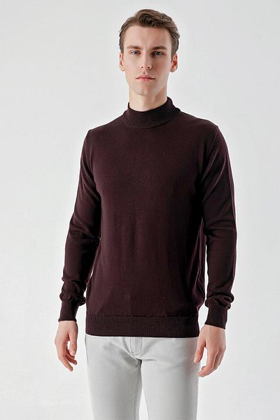 Morven Men's Purple Basic Half Turtleneck Dynamic Fit Comfortable Cut Knitwear
