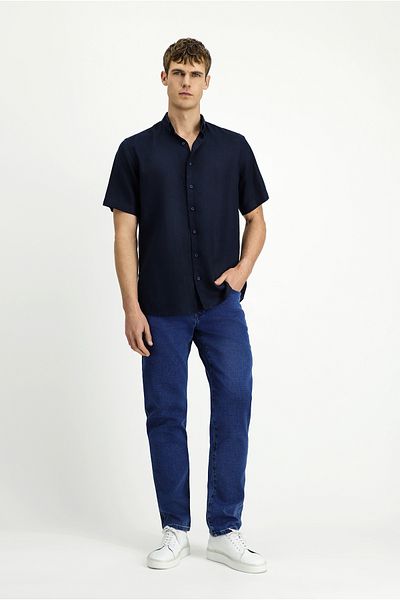 Kiğılı Short Sleeve Regular Fit Button Collar Linen Shirt