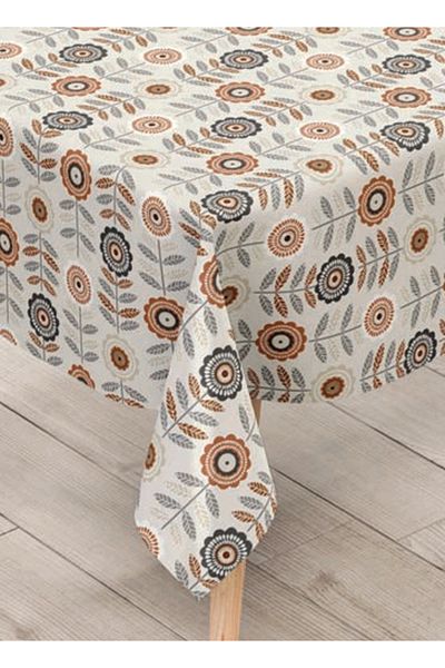 Blue Home Table Cloth Fiber Lined Pvc Non-Slip Stain Resistant Erasable Mirella Pattern Color No: 121 a
