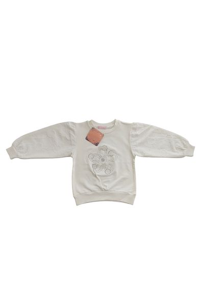 Pançiko Self Patterned Balloon Sleeve Girl's Sweatshirt
