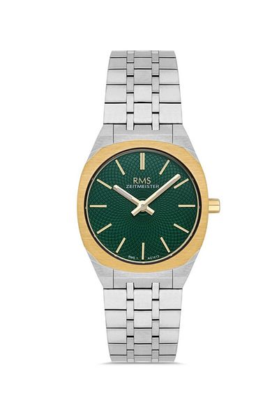 RMS Zeitmeister Rms.1.Ag1613.05 Crystal Glass Steel Cord Steel Case 5 Atm Water Resistant Metallic-A