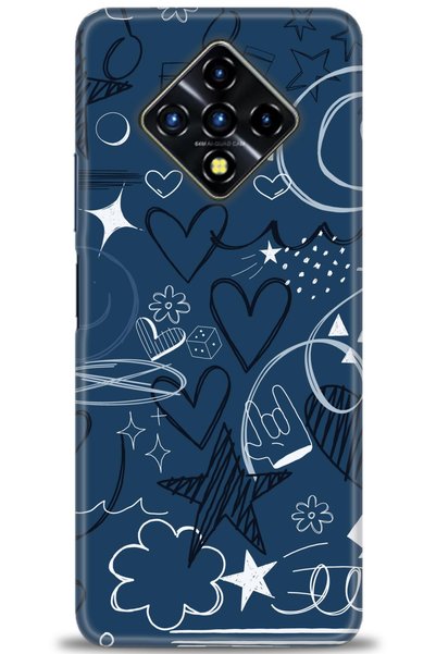 MRCİLETİSİM حافظة Infinix Zero 8 مطبوعة بدقة عالية - ملاحظات وقلوب باللون الأزرق