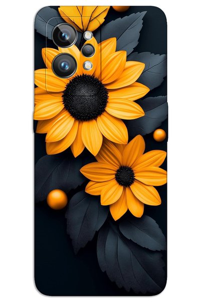 MRCİLETİSİM Realme Gt 2 Pro Case Hd Pattern Printed Back Cover - Black Flower