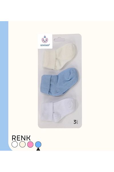 BEBERAZZİ 3 Pack Baby Seamless Socks Bamboo Organic Newborn Socks