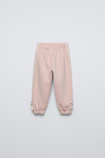 Magu Girls' Cotton Pink Heart Patterned Sweatshirt and Sweatpants Set
