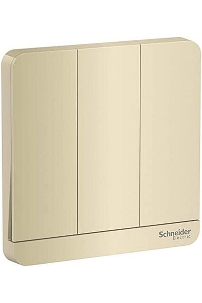 Schneider Electric E8333L1_WG AvatarOn Gold - مفتاح لوحة أحادي الاتجاه 3 عصابة - 16AX - ذهبي