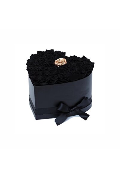 OEM Aranjament inimă cu trandafiri negri și unul auriu din săpun, Gold Lux
