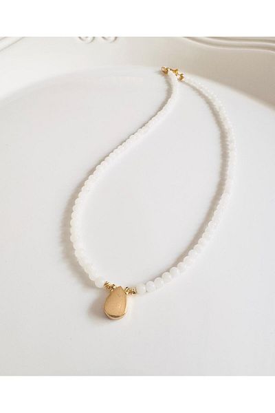 DEVİ fashion Natural Stone Drop Pendant 45 cm