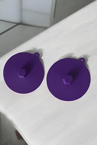 Saatistan Mor renkli 2'li bardak üstü silikon kapak seti, pratik ve şık kullanım sağlar