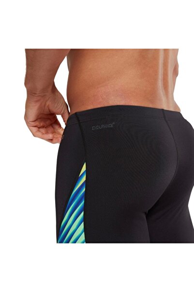 SPEEDO Allover Digital V-Cut Jam-Mer Men's Swimmer Swimsuit Black-Blue