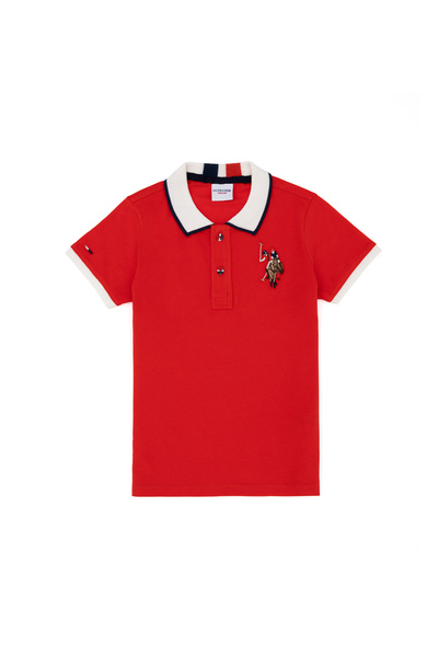 U.S. Polo Assn. Tricou Polo Baietel Rosu Cu Logo Mare Color