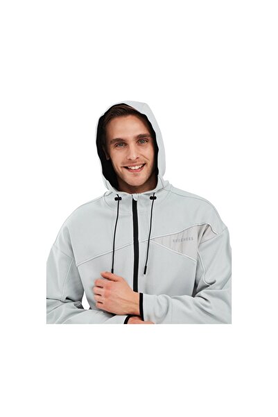 SKECHERS Full Zip Hoodie Sweatshirt Erkek Gri Fermuarlı Eşofman Üstü S241035-035