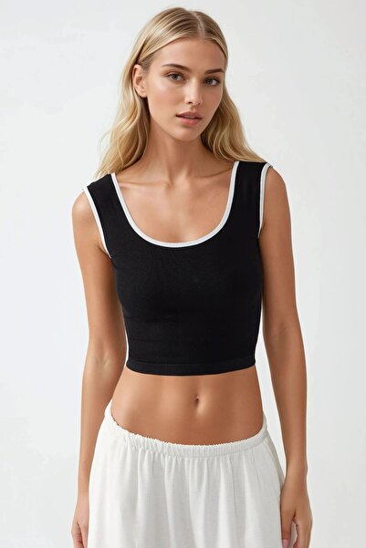 Hiccup Fitted Crew Neck Contrast Tank Top Busem Collection