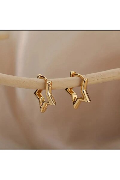 Tudivanyu Aksesuar Five Pointed Star Earrings Gold Color