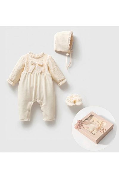 Little Ya Ya Love Baby Girl Premium Velvet Lace Detail 3-Piece Boxed Lace Set