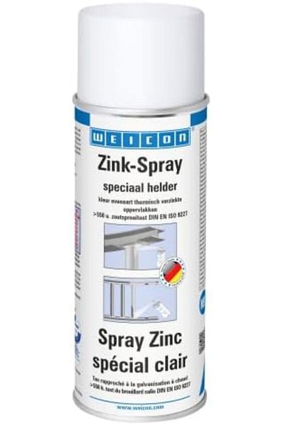 Weicon Zinc Spray Bright Grade 400 ML Rust Protection, Heat-Resistant And Suitable As A Primer For M