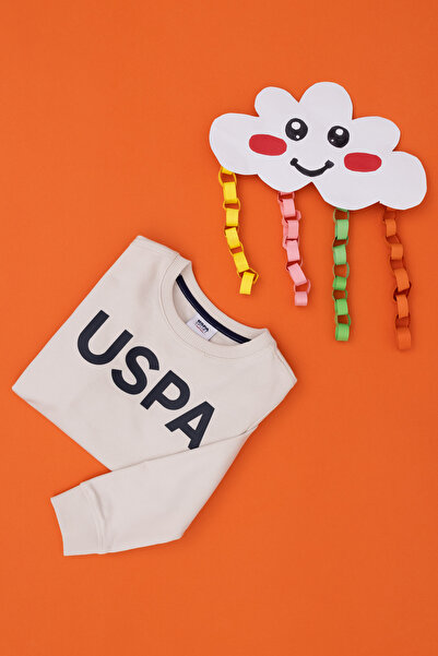 U.S. Polo Assn. Bluză basic cu decolteu la baza gâtului și imprimeu logo