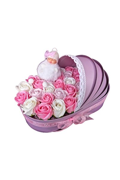 OEM Aranjament floral mov cu flori de leagăn, DADY, cu 35 de trandafiri de săpun
