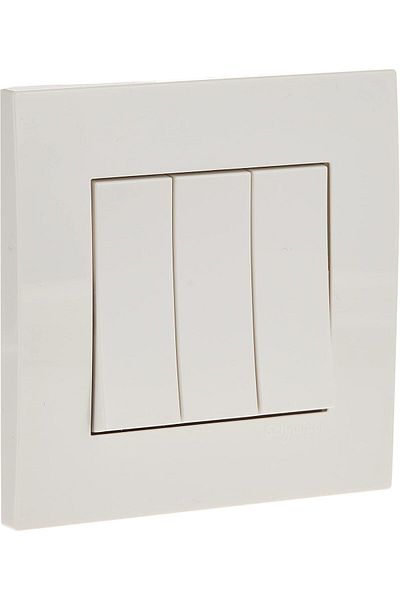 Schneider Electric KB33R_1 Vivace White - مفتاح لوحة أحادي الاتجاه 3 عصابة - 16AX - أبيض