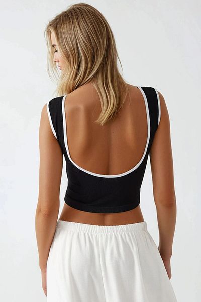 Hiccup Fitted Crew Neck Contrast Tank Top