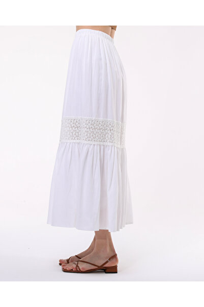 MİNUSA DESİGN Gucci Detail Lined Linen Fabric Long Skirt