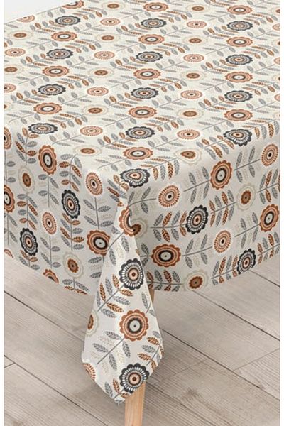 Blue Home Table Cloth Fiber Lined Pvc Non-Slip Stain Resistant Erasable Mirella Pattern Color No: 121 a