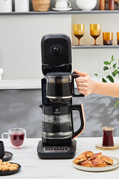 Karaca Robotea Pro 4 in 1 Konuşan Cam Çay Makinesi Black Copper