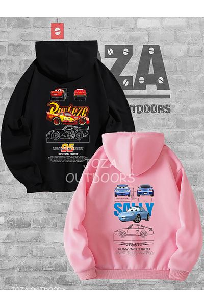 Joza Outdoors Unisex New Rusteze Mqueen Sally Back Printed Dear Couple Combination Hooded Sweatshirt 2 Piece Set