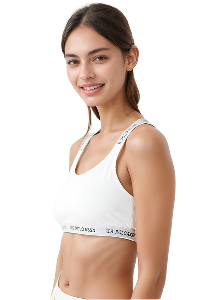 U.S. Polo Assn. Women's Cotton Cross Strap Sports Bustier - Comfortable Fit