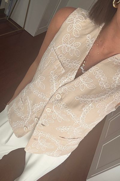 Suzi Embroidered Lined Vest 28906
