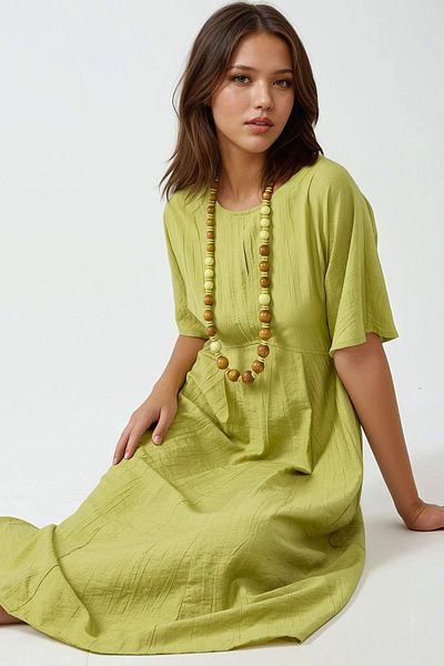 Hiccup Round Neck Midi A-Line Dress