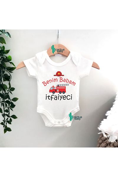 CACTUS COLLECTION My Dad Firefighter Written Baby Bodysuit