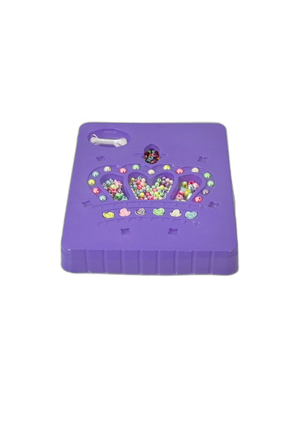 Germag Set de brățări cu mărgele în cutie mov – model coroană, ideal pentru activități creative