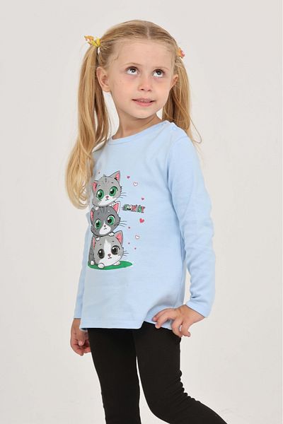 Toontoy Girl's Triple Cat Printed Sweatshirt