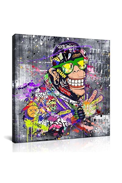 Generic لوحة جدارية لقرد بانكسي من سيكست آرت - لوحة جدارية مطبوعة على قماش جر...