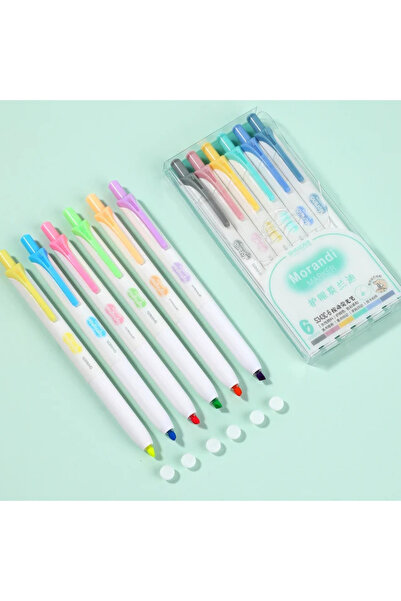 NaSaDAN Morandi Basmalı Fosforlu Kalem Seti – 6’lı Göz Yormayan Pastel Renkler