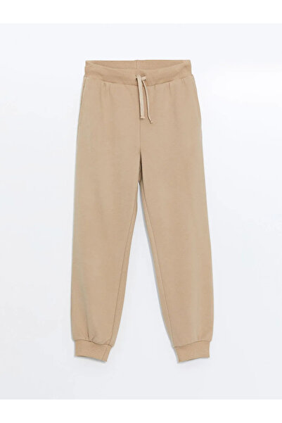 LC Waikiki LCW Kids Bej Beli Lastikli Kız Çocuk Jogger Eşofman Altı