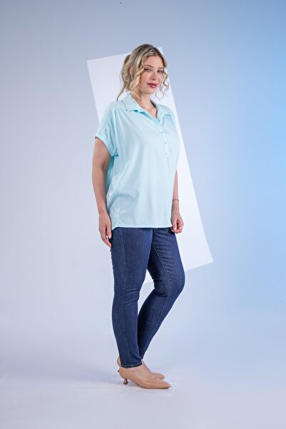 Roxxlen Μπλούζα με λεπτομέρεια με κουμπιά σε μεγάλο μέγεθος, λιλά