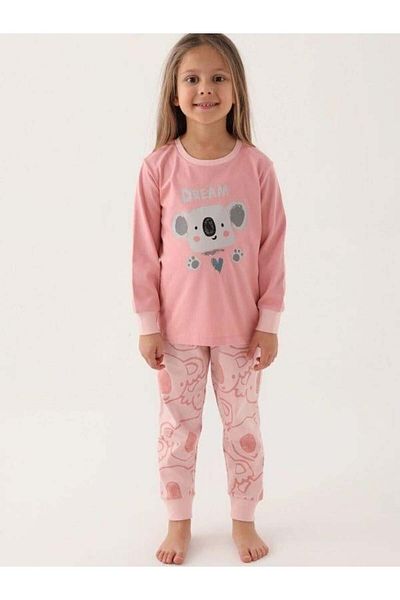 Zekids Girls Koala Printed Long Sleeve Pajama Set
