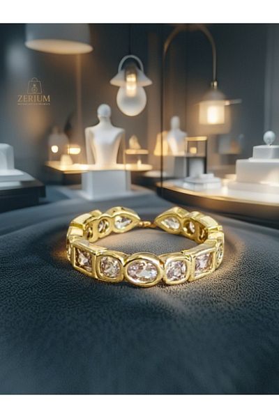 ZERİUM Modern Stone Rose Adjustable Vip Ring