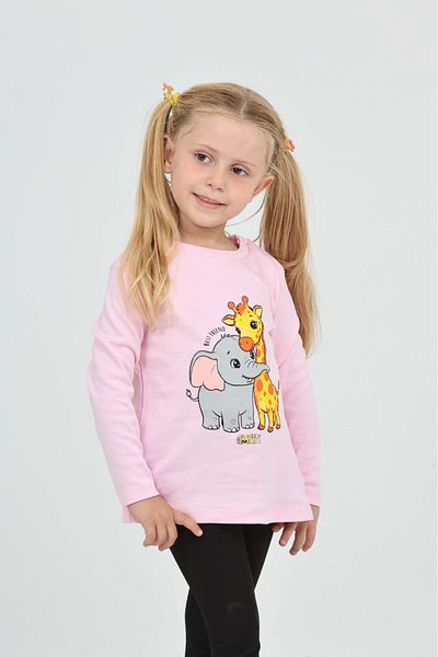 Toontoy Girl's Giraffe Elephant Printed Sweatshirt