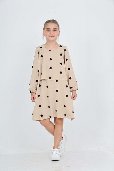 Toontoy Girl's Polka Dot Detailed Dress
