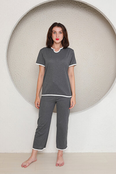 LXL Women's Short Sleeve Gray Pajama Set