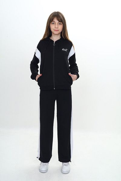 Toontoy Girl's Zippered Garni Detailed Tracksuit Set