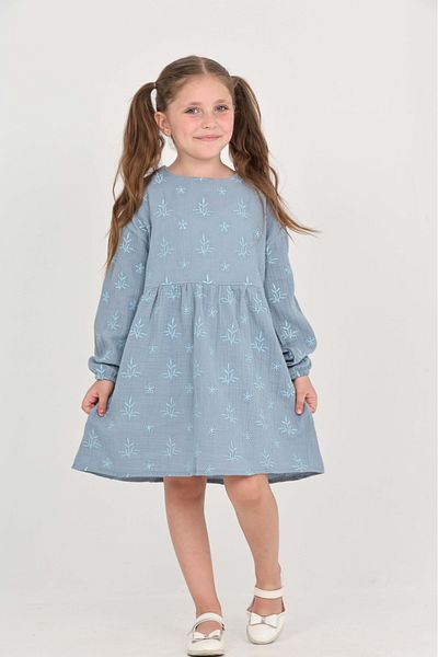 Toontoy Girl's Floral Embroidered Dress
