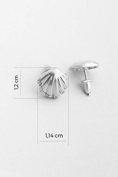 So CHIC... Deniz Kabuğu 18 Ayar Beyaz Altın Kaplama Gümüş Minimal Küpe